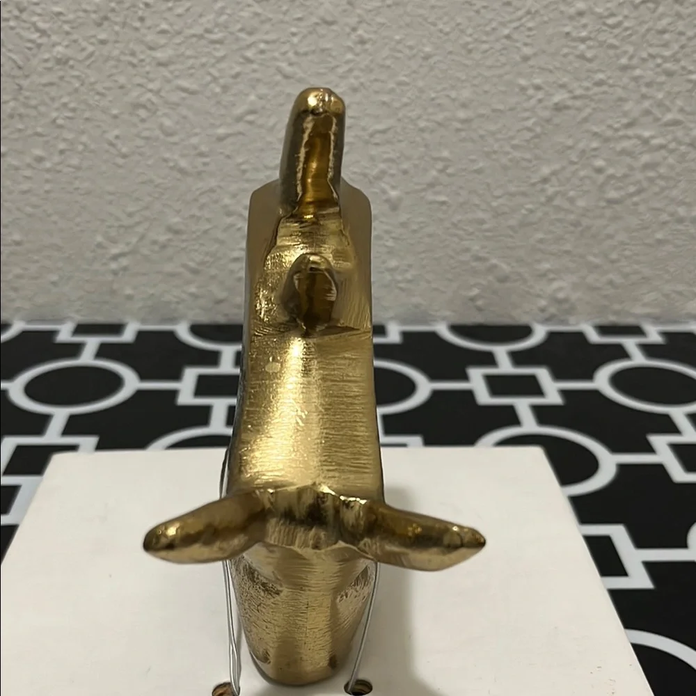 Gold Tone Rhinoceros Head Wall Mount Decor Key Towel Hook Hanger